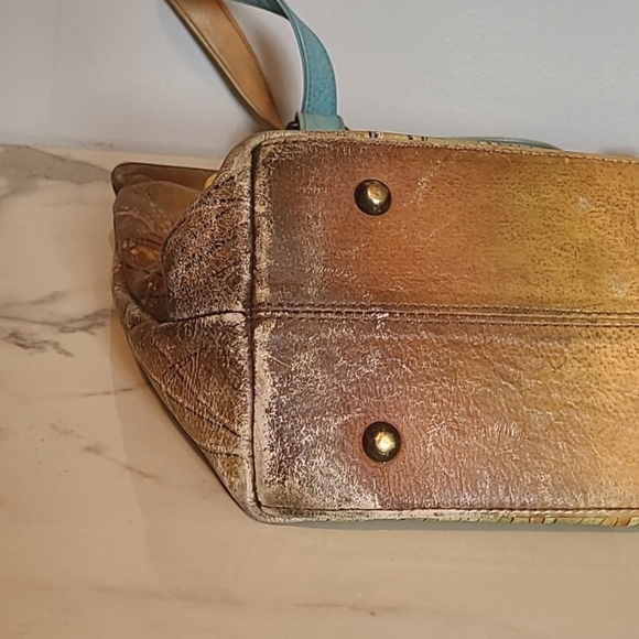 Anuschka Leather Vibrant Hand-Painted Parrot Design Tote Bag Artsy Boho Unique - Picture 12 of 16